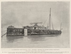 Eine unterbrochene Zielübung, HMS Belleisle für weitere Artillerieversuche vorbereitet von Fred T. Jane