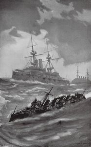 HMS Mars, Terrible und Dragon kreuzen im Ärmelkanal von Fred T. Jane