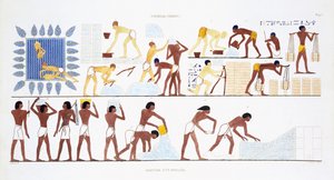 Ziegelherstellung, aus einem seltenen Bericht über Fresken aus Theben, aufgezeichnet 1819-1822 bei seinem zweiten Besuch in Ägypten von Frederic Cailliaud von Frederic (after) Cailliaud
