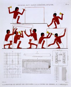 Steinmetze bei der Arbeit, aus einem seltenen Bericht über Fresken aus Theben, aufgezeichnet 1819-1822 bei seinem zweiten Besuch in Ägypten von Frederic Cailliaud von Frederic (after) Cailliaud