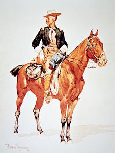 Leutnant S.C. Robertson, Chef der Crow Scouts, nach einem Aquarell von 1890 (Farblithografie)
