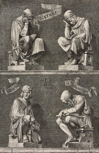 Allegorie des Studiums, dekorative Figuren an der Basis der Statue von Martin Schongauer von Frederic Auguste Bartholdi