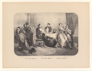 Gruppe von Männern und Frauen in einem Innenraum von Frederic Charles Wentzel (possibly)