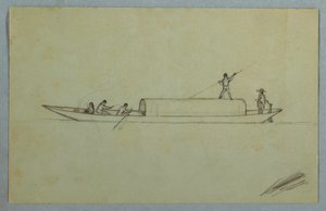 Bedecktes Kanu, wahrscheinlich südamerikanisch von Frederic Edwin Church