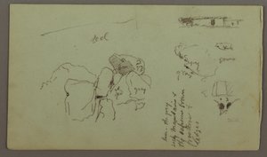 Zeichnung, Felsen, Haus, April 1868