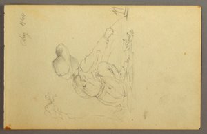 Zeichnung, Junge zieht Segelboot, 1844