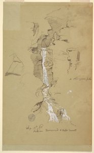 Zeichnung, Kaskade zwischen Ceppo Morelli und Macugnaga von Frederic Edwin Church