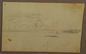 Zeichnung, Wolken über Hügelkette, 1863