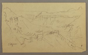 El Yemen Tal, Arabien: Blick auf das gewundene Tal mit einer Karawane, 20. Februar 1868 von Frederic Edwin Church