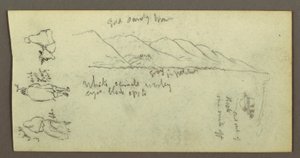 Zeichnung, Figurenstudie, Gebirgskette, möglicherweise 1868 von Frederic Edwin Church