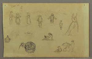 Zeichnung, Figurenstudien am Strand, möglicherweise 1857–58