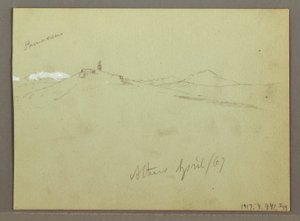 Schafherde und Hirte, schneebedeckte Bergketten, April 1869 von Frederic Edwin Church