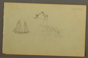 Haus, Segelboot, Pflanze von Frederic Edwin Church