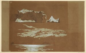 Zeichnung, Eisberge nahe Kap St. John und Gull Island, Neufundland, 4. Juli 1859 von Frederic Edwin Church