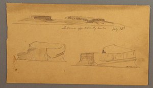 Insel vor Henly Harbor und zwei treibende Eisberge, 16. Juli 1859 von Frederic Edwin Church