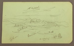 Zeichnung, Landschaft, Toluca; Rückseite: Berg, Kirche, 1883 von Frederic Edwin Church