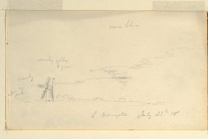 Zeichnung, Landschaft mit Windmühle, 29. Juli 1858 von Frederic Edwin Church