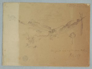 Zeichnung, Berglandschaft in der Nähe von Jorje, Ecuador, 23. Juli 1857