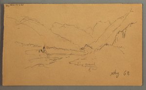 Zeichnung, Berggipfel, 1868