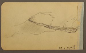 Zeichnung, Bergseite, Turm; Rückseite: Bergseite, 1889