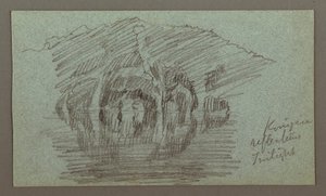 Zeichnung, Berg und seine Spiegelung im See, möglicherweise 1868