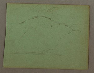 Zeichnung, Berg am Ufer, möglicherweise 1856