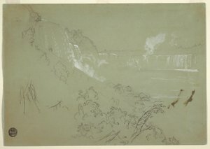 Zeichnung, Niagarafälle vom Fuße des Prospect Point, 1856 oder 1858