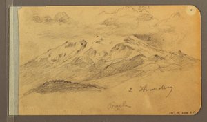 Zeichnung, Orizaba; Rückseite: Bewölkter Himmel, Dach, 1889