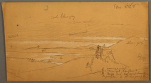Fluss durch Bergtal mit Himmel und Mondsichel, November 1866 von Frederic Edwin Church
