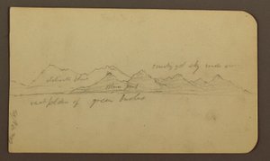 Raues Gebirge über einer Ebene; Verso: Figuren, Landschaft, 12. Dezember 1884