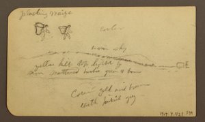 Raues Gebirge über einer Ebene; Verso: Figuren, Landschaft, 12. Dezember 1884