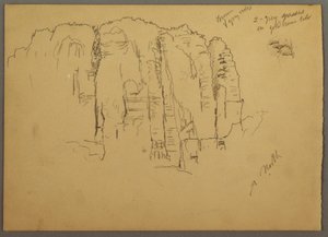 Zeichnung, Skizzen aus Petra, Jordanien, Februar 1868