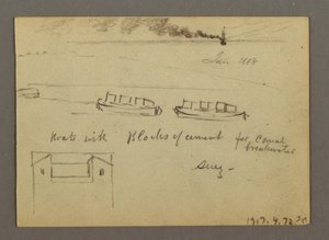 Zeichnung, Skizzen aus dem Nahen Osten, einschließlich Suezkanal, Januar 1868