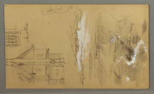 Zeichnung, Holzhaus, Himmel, Österreich, 1. August 1868