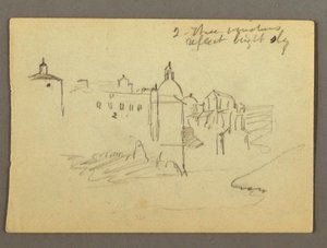 Zeichnung, Stadtgebäude, möglicherweise 1868–69 von Frederic Edwin Church