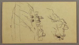 Zwei Studien einer Stadt auf einem Berggipfel, möglicherweise 1868–69