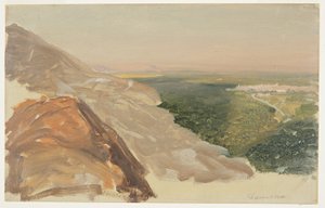 Blick auf eine Ebene mit Damaskus, Syrien, von den Bergen, Mai 1868 von Frederic Edwin Church