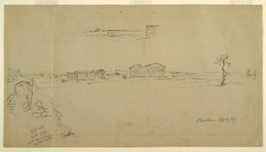 Ansichten der Basilika und des Neptuntempels, Paestum, Italien, April 1869