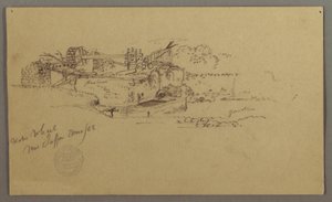 Wasserrad mit einem Becken in einem Garten, Jaffa, Palästina [Tel Aviv, Israel], März 1868