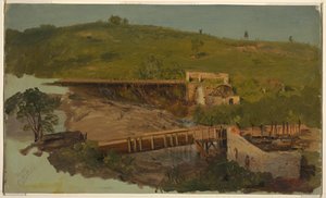 Hügel mit Viadukten und Ruinenmühlen, bei Catskill, New York