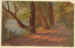 Landschaft aus Nordamerika (Straße an einem See) von Frederic Edwin Church