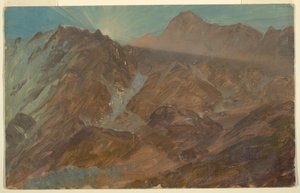 Gipfel und Gletscher bei Sonnenaufgang, Berner Alpen, Schweiz