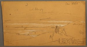 Fluss durch Bergtal mit Himmel und Halbmond von Frederic Edwin Church