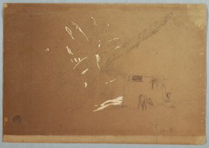 Sitzende Frau und grasender Esel vor einem Haus in der Nähe von Jorje, Ecuador von Frederic Edwin Church