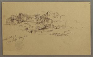 Wasserrad mit einem Becken in einem Garten, Jaffa, Palästina [Tel Aviv, Israel] von Frederic Edwin Church