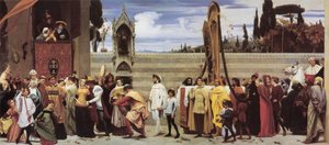 Cimabues gefeierte Madonna wird in Prozession durch die Straßen von Florenz getragen von Frederic Leighton