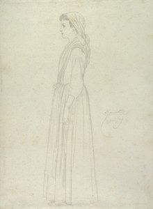 Marietta, Capri, 1859 (Graphit auf Papier) von Frederic Leighton