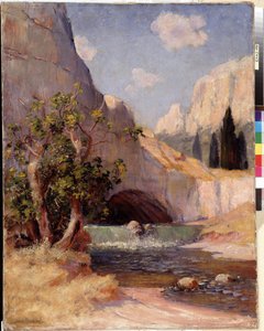 Blick auf Fontaine du Vaucluse, Landschaft der Provence