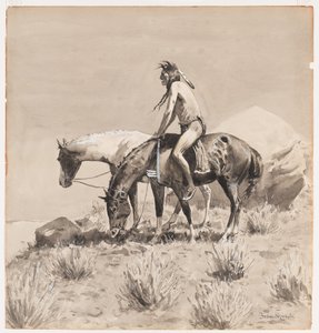 Lange Zeit stand er da, ein Entwurf für The Way of an Indian, wahrscheinlich 1900 von Frederic Remington