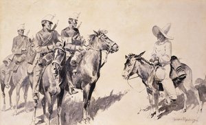 Mexikanische Gendarmen fragen nach dem Weg, 1890 von Frederic Remington
